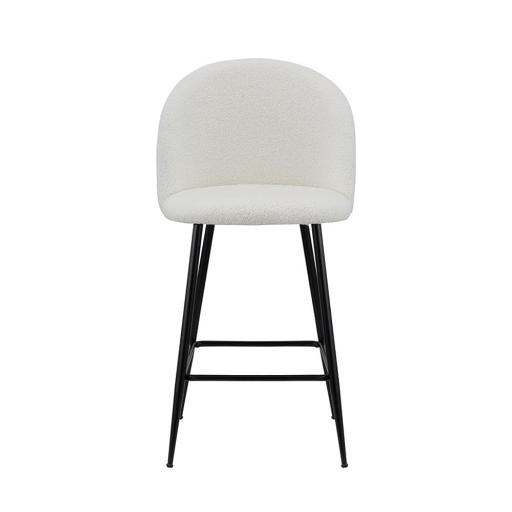 Neos Modern Furniture Whtie Teddy Fabric 26''H Stool with Metal Leg, Set of 2