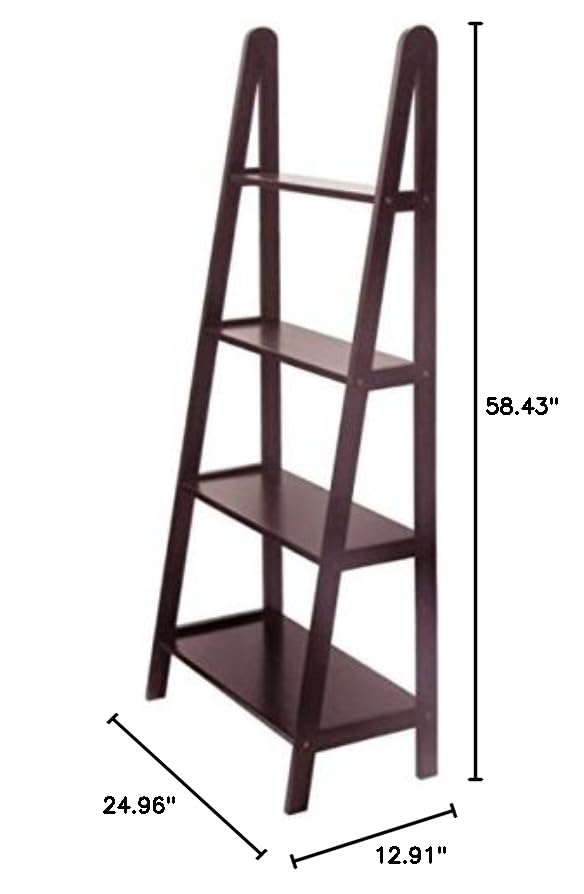 Ergode Contemporary Aaron A-Frame Shelf - 30.1' Width, 12.1' Depth - Solid Wood Frame - 3-Tier Design - 50 lbs Load Capacity - Sleek Black Finish (92428-VV)