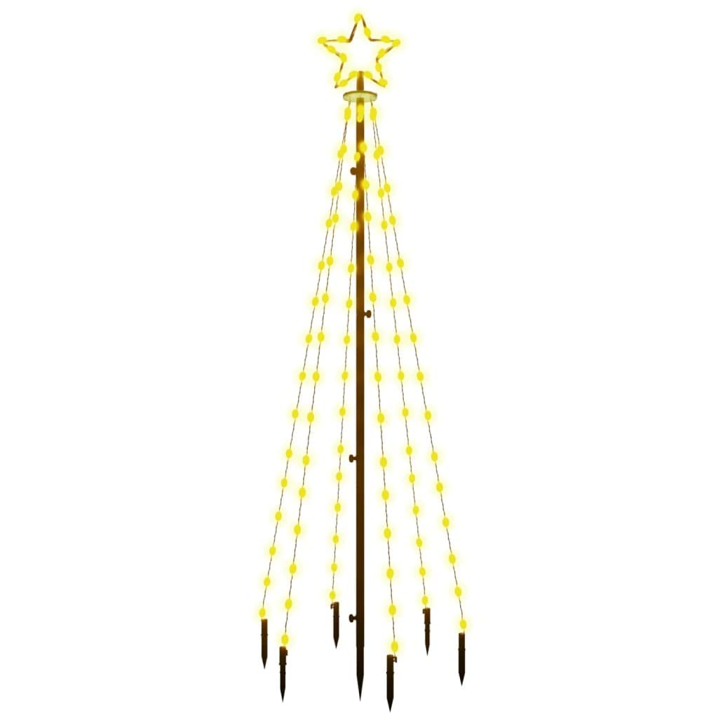 vidaXL 6ft Christmas Tree with Spike - Warm White LED | Energy-Efficient | Multi-Function Lighting Effects | Compact Design for Easy Storage | Ground Spike for Easy Installation