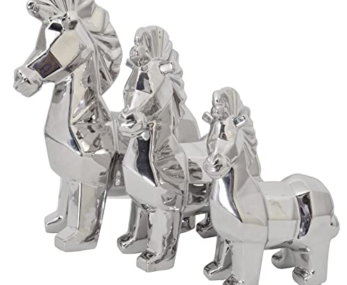 Afd Home Mirrored Chrome Horses Set Of 3