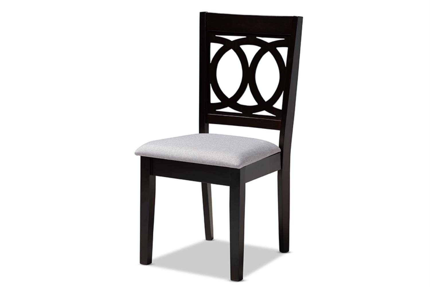 Baxton Studio Lenoir Modern and Contemporary Gray Fabric Upholstered Espresso Brown Finished Wood Dining Chair