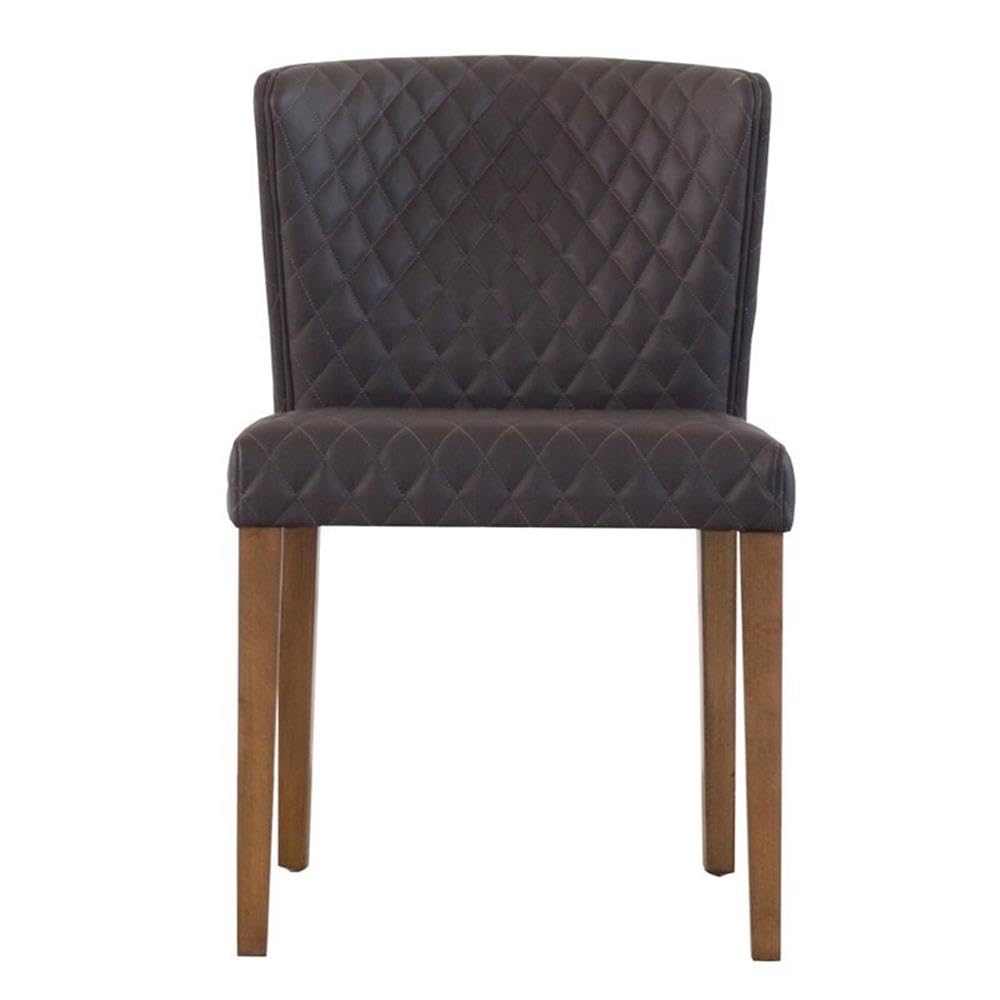 Npd Furniture And More Albie Diamond Stitching Pu Leather, (Set Of 2) Dining Chair, Cocoa Gray