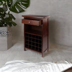 Ergode Chablis Wine Cabinet: 20 Bottle Storage, Wine Glass Holder, Walnut Finish