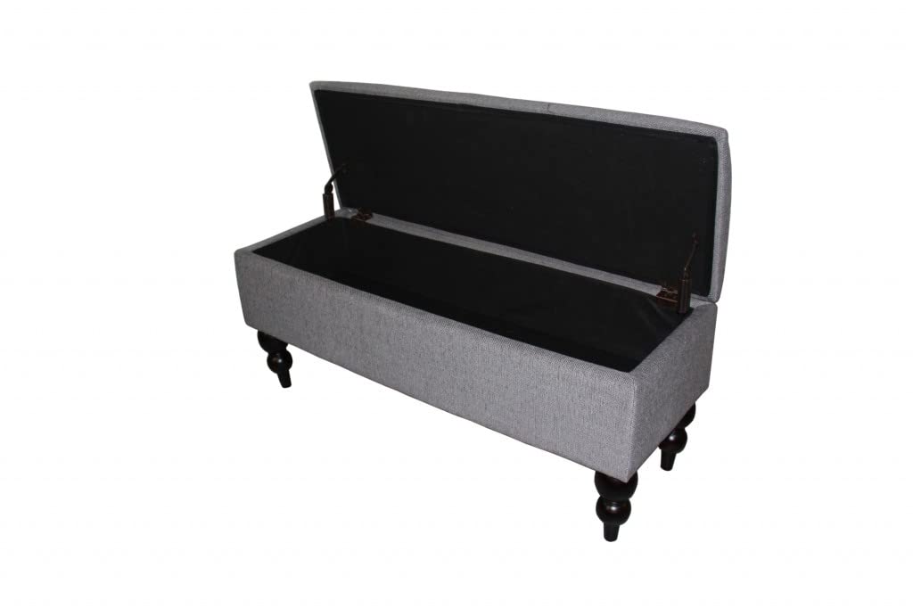 HomeRoots Grey Wood, Polyurethane Foam: 97%, Polyester Fabric: 3% Modern Tailored Gray and Black Storage Bench