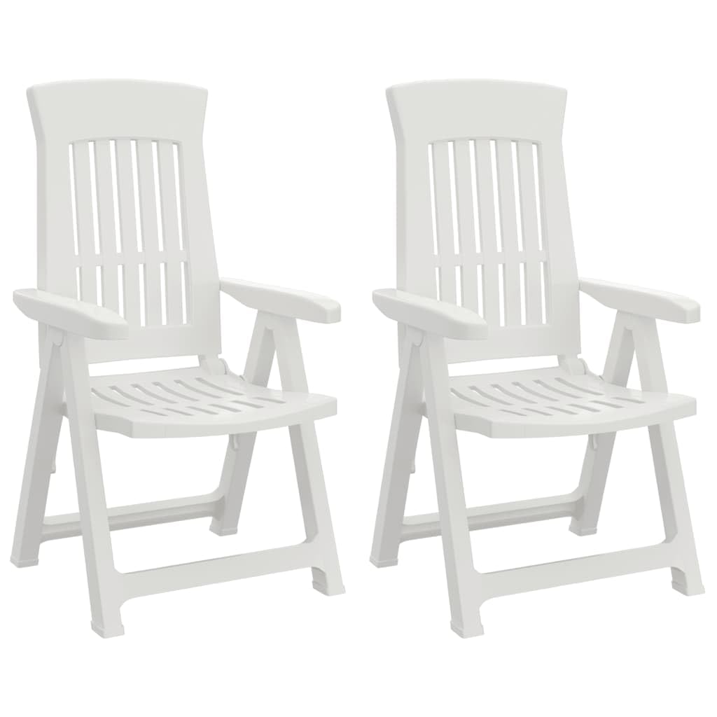 vidaXL Set of 2 Reclining Patio Chairs, Adjustable Backrest, Foldable & Lightweight Easy to Move, Durable Weather-Resistant Outd