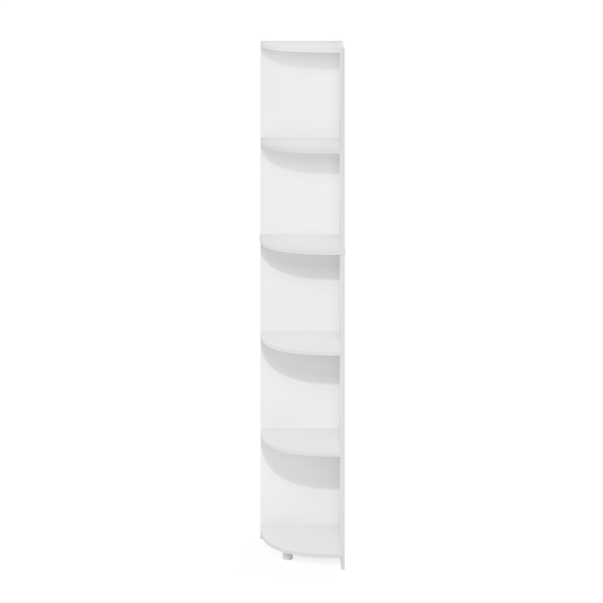 Furinno Econ 5-Tier Corner Shelf Bookcase, Bookshelf, White