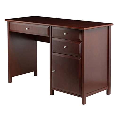 Ergode Delta Office Desk - Sleek, Modern Design with Drawers & Cabinet, Walnut Finish