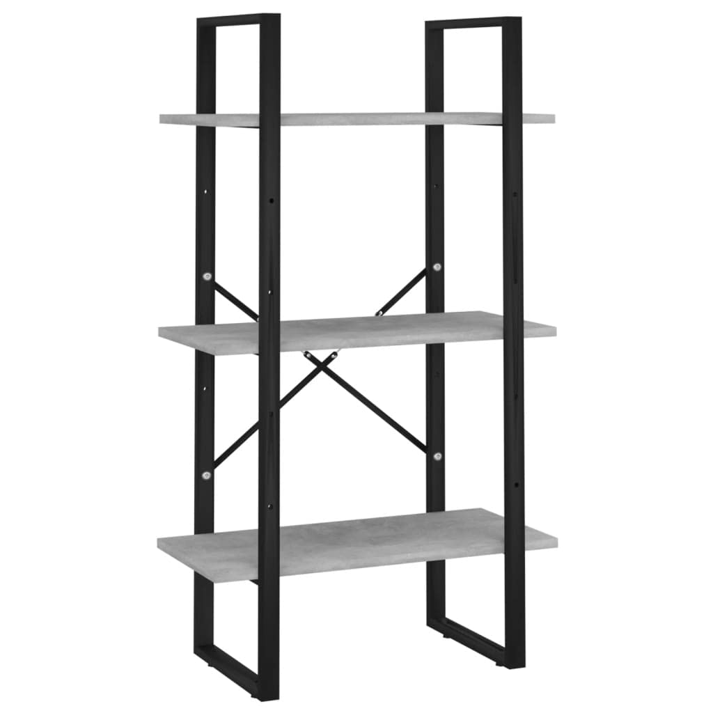 vidaXL Engineered Wood Storage Shelf, Freestanding Scandinavian Style Metal Shelves, Concrete Gray, Size: 23.6"x11.8"x41.3"