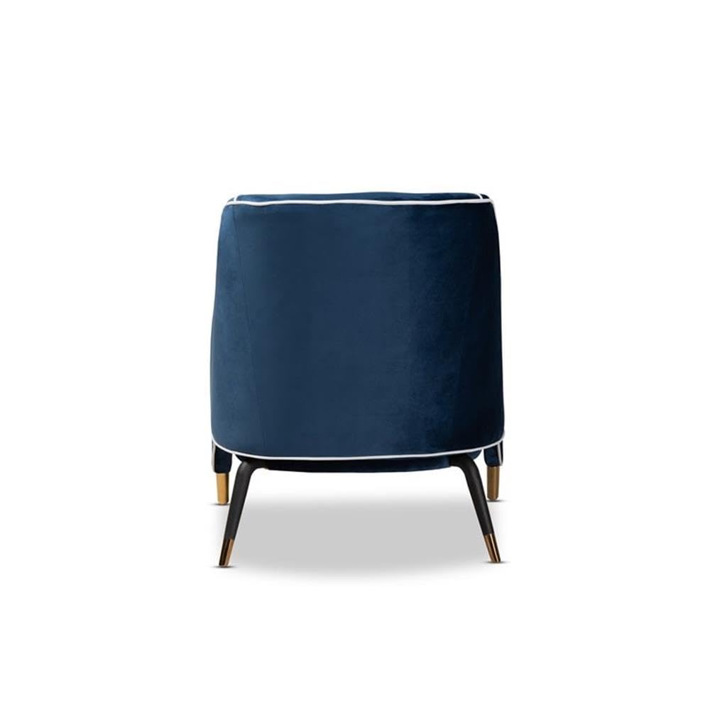 Baxton Studio Ainslie Glam and Luxe Navy Blue Velvet Fabric Upholstered Gold Finished Armchair