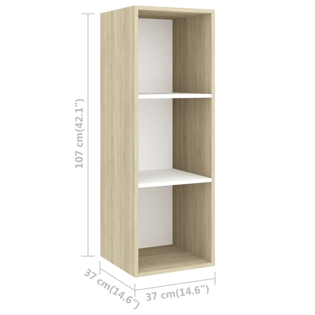 vidaXL 2-Piece Wall TV Cabinet Set | White and Sonoma Oak Engineered Wood | Ample Storage Space | Easy to Clean | California Prop 65 Warning