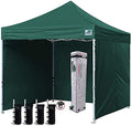 Eurmax USA 10x10 Ez Pop-up Canopy Tent Commercial Instant Canopies with 4 Removable Zipper End Side Walls and Roller Bag, Bonu