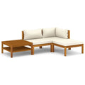 vidaXL Patio Lounge Set 4 Piece, Patio Furniture Set for Outdoor Garden, Sectional Sofa with Cushions, Corner Sofa, Retro Style, Solid Wood Acacia