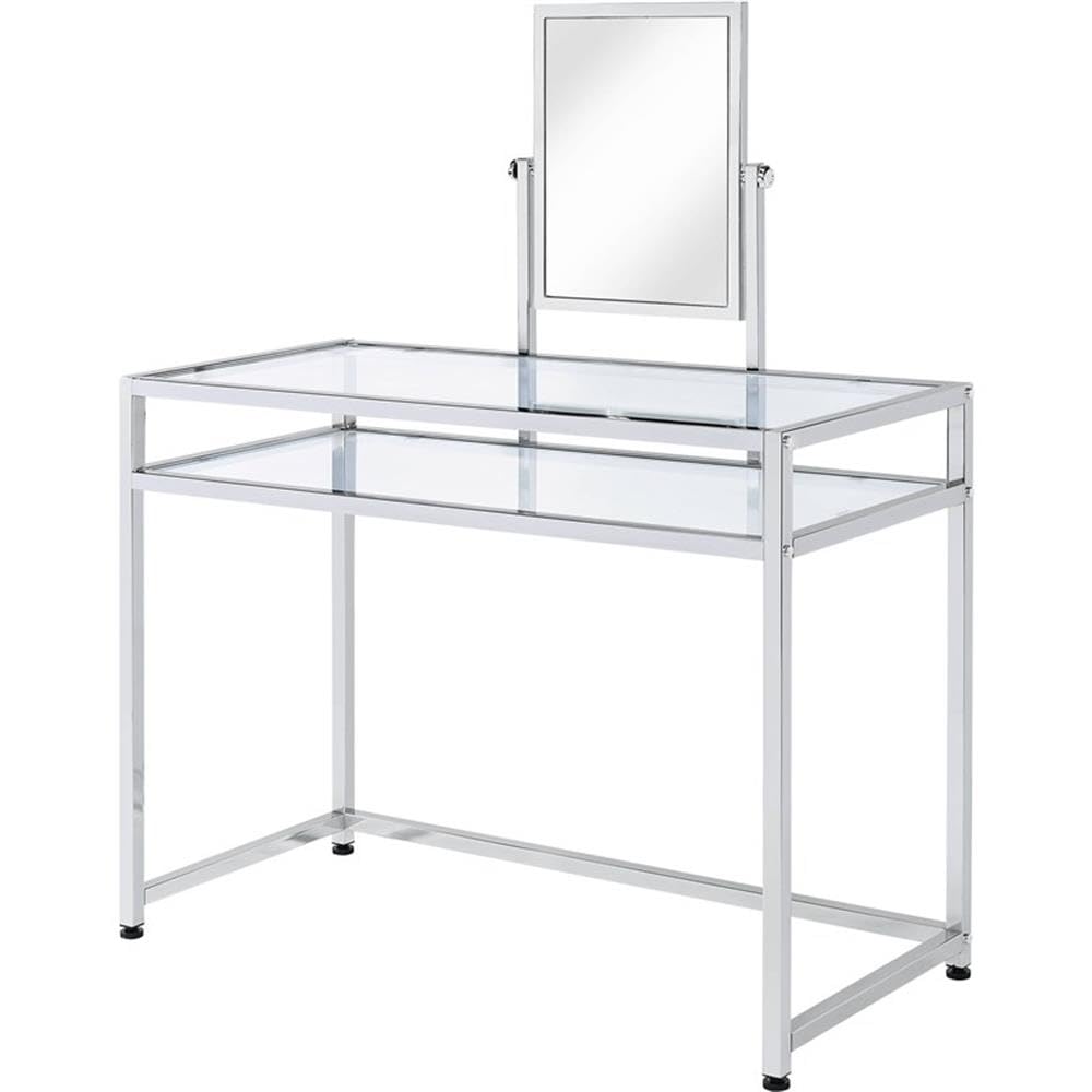 Acme Coleen 3 Piece Metal Frame Vanity Set in Chrome