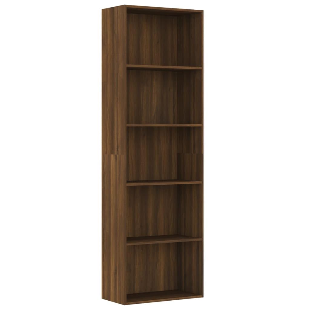 vidaXL 5-Tier Book Cabinet Brown Oak 23.6&quot;x11.8&quot;x74.4&quot; Engineered Wood