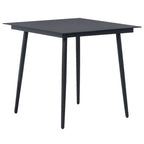 vidaXL Modern 3 Piece Patio Dining Set - Black PVC Rattan, Powder-Coated Steel Frame, Glass Top Table - Ideal for Garden, Patio, Terrace