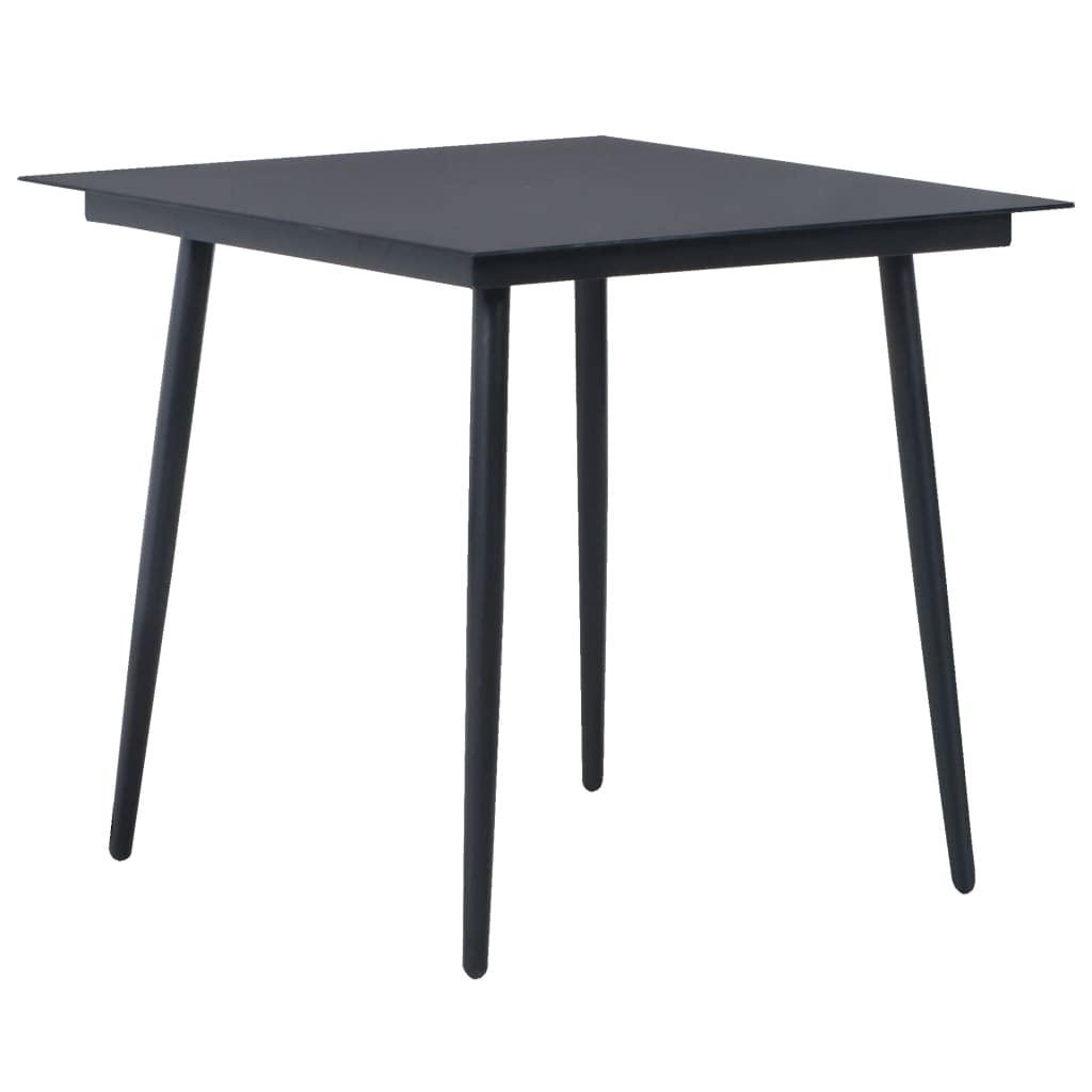 vidaXL Modern 3 Piece Patio Dining Set - Black PVC Rattan, Powder-Coated Steel Frame, Glass Top Table - Ideal for Garden, Patio, Terrace