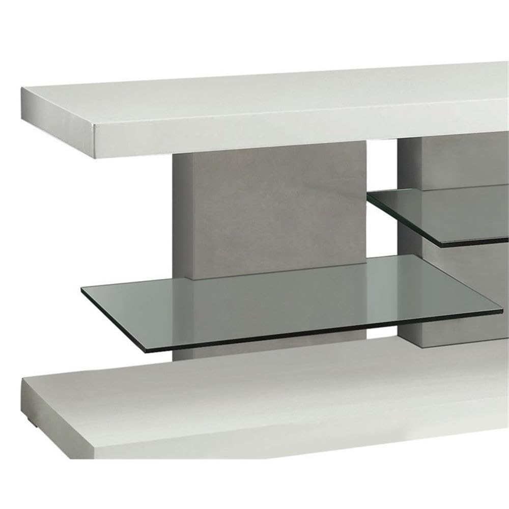 Coaster Furniture TV Stand with Alternating Glass Shelves Glossy White and Clear 700824