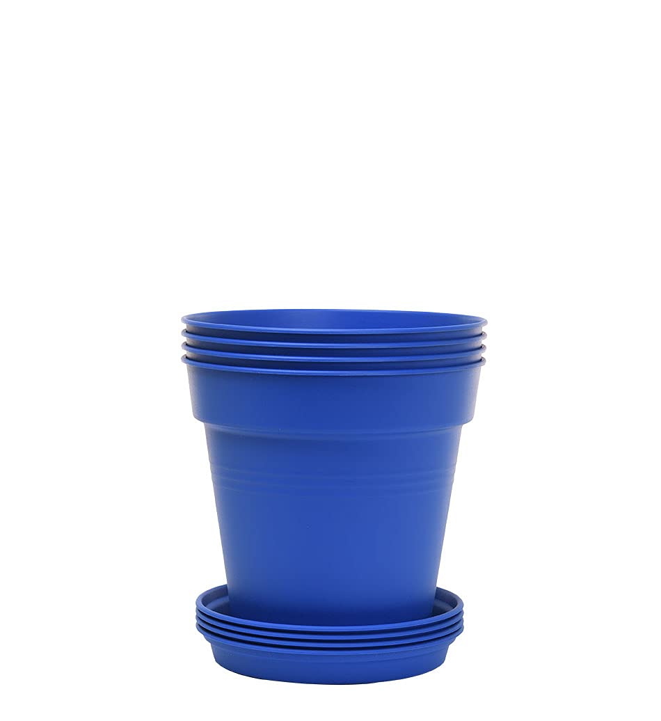 Mintra Home Garden Pots 4Pk (Blue, 11Cm Diameter (4.3In))