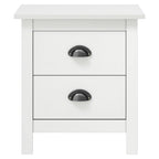 vidaXL Solid Pine Wood Bedside Cabinet in White – Modern Nightstand with 2 Drawers and Scandinavian Style