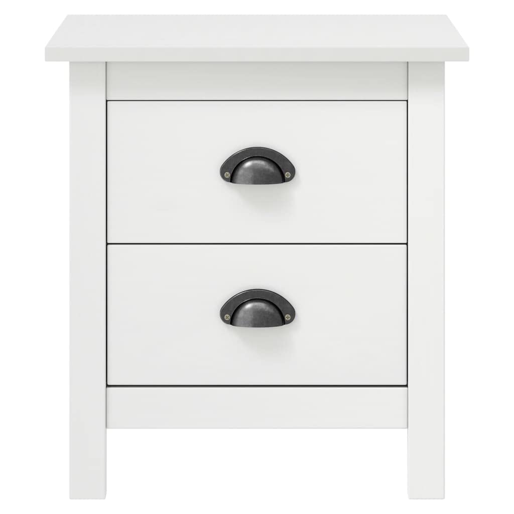 vidaXL Bedside Cabinet - 2 pcs Set in White, Made of Solid Pine Wood, with Two Smooth-Running Drawers, Cup Handles, Compact and Stylish, Ideal for Bedroom, Living Room