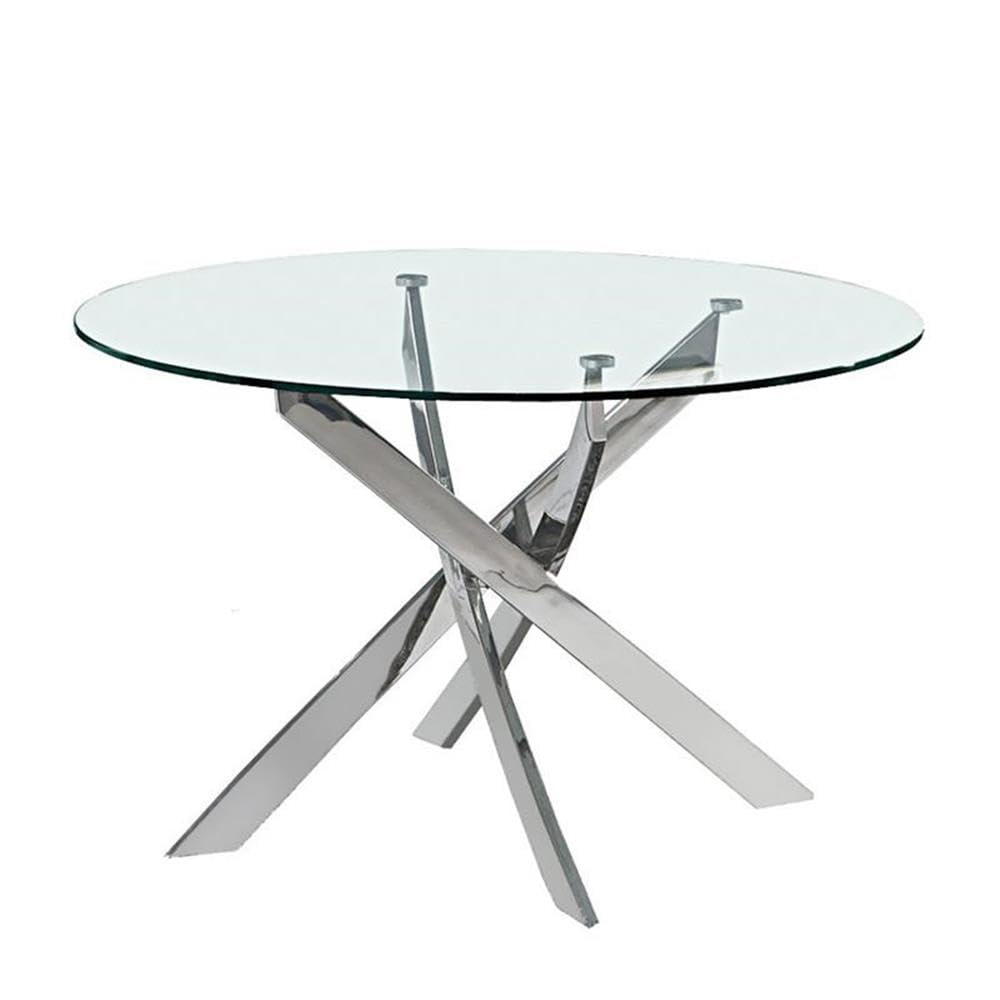 Neos Modern Furniture 48&Quot; Round Glass Dining Tables, Chrome