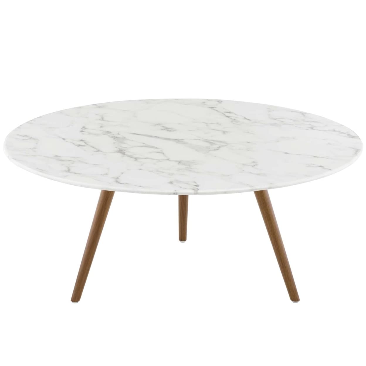 Modway Lippa 36&quot; Mid-Century Modern Round Coffee Table With Tripod Base In Walnut White