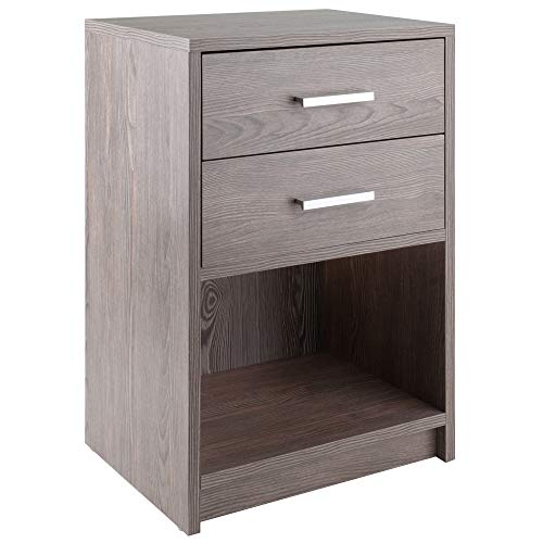 Ergode Wood Molina 2-Drawer Accent Table - Ash Gray Finish, Ample Storage, Sleek Contemporary Design, Multi-Purpose Furniture