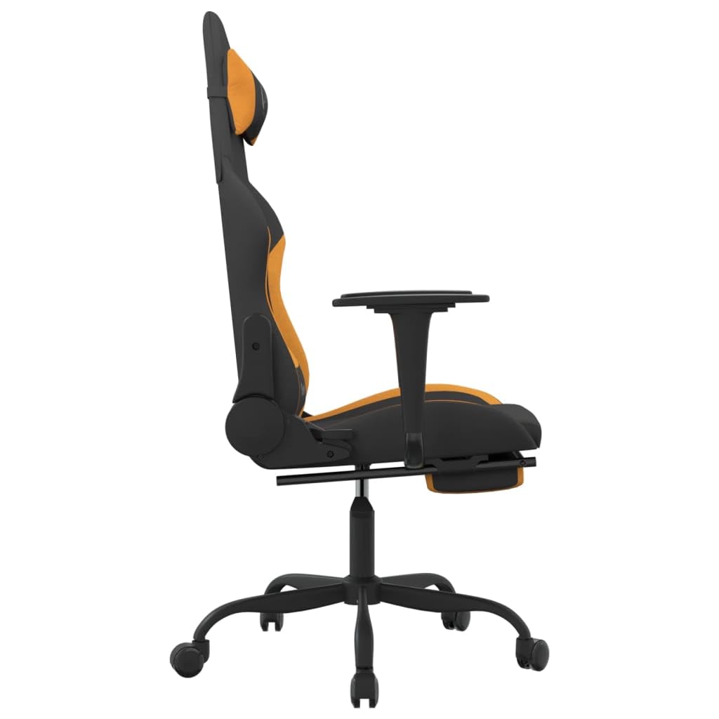 vidaXL Adjustable Gaming Chair with Footrest in Vibrant Black and Dark Orange - Comfortable and Durable Polyester Fabric Build - Ideal for Gamers and Professionals