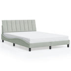 vidaXL Full Bed Frame with Headboard - Stylish Light Gray Velvet Upholstered, Modern Waved Design, Foam Padded Support, 81.9""x55.9""x29.3"", 3207877