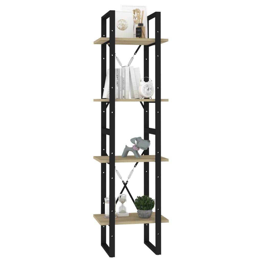 vidaXL 4-Tier Book Cabinet Sonoma Oak 15.7"x11.8"x55.1" Chipboard