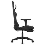 vidaXL Fabric Gaming Chair with Adjustable Seat and Backrest - Black and White Reclining Game Chair with Footrest for Ultimate Gaming Comfort