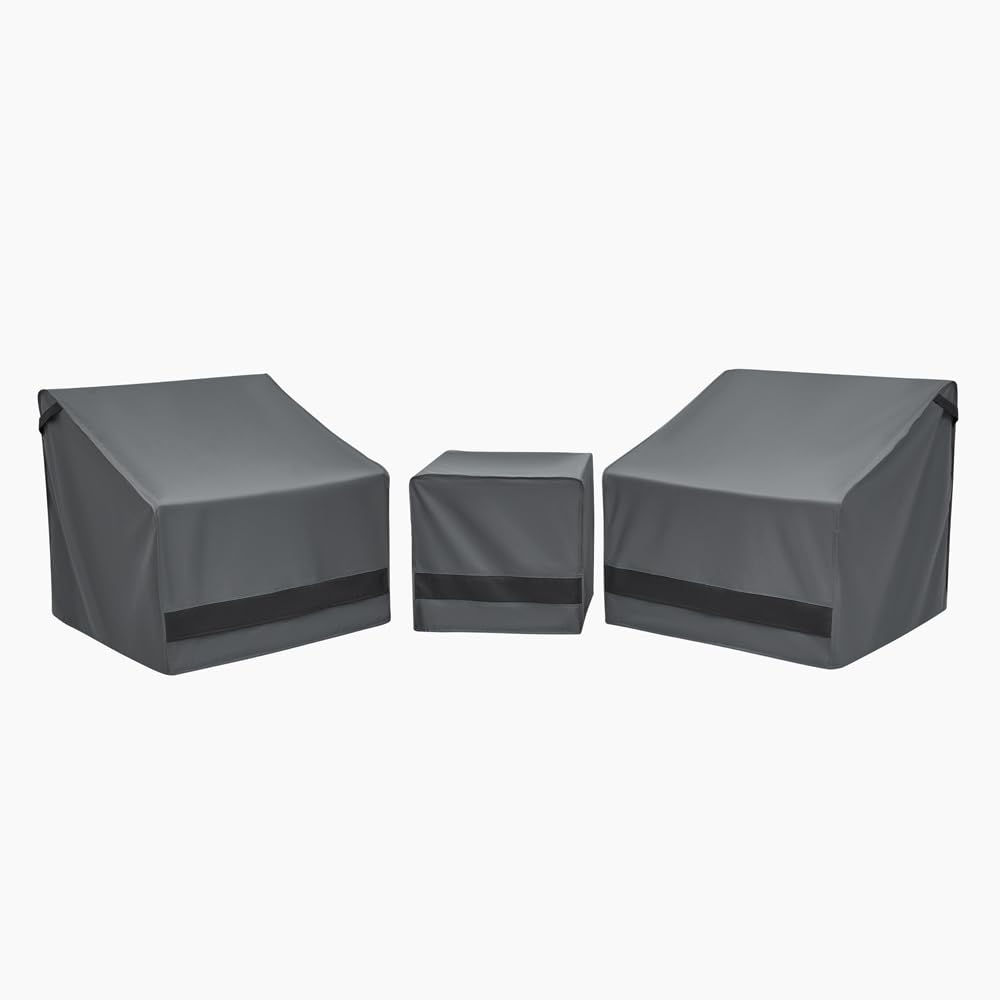 Loriano Patio Furniture Covers Set, 3 Piece Outdoor Furniture Cover Waterproof, 600D Heavy Duty Lawn Furniture Covers Set Grey