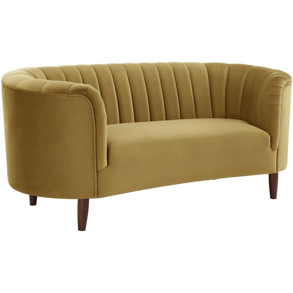 Acme Millephri Loveseat In Olive Yellow Velvet