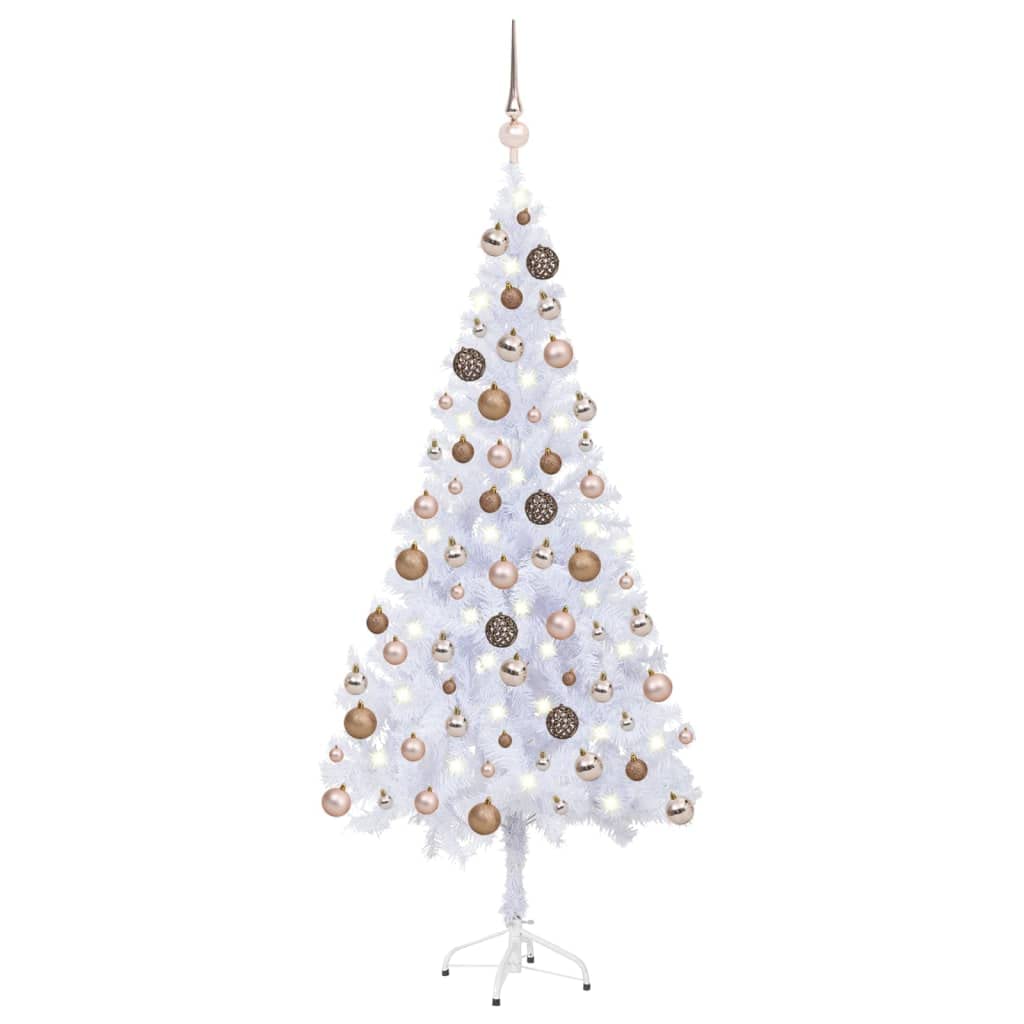 Vidaxl Artificial Pvc Christmas Tree With Led Lights And Rose-Gold Balls - Indoor Use, Easy Assembly, 70.9&quot; Height, 35.4&quot; Diameter - Dense Snow-Covered Appearance