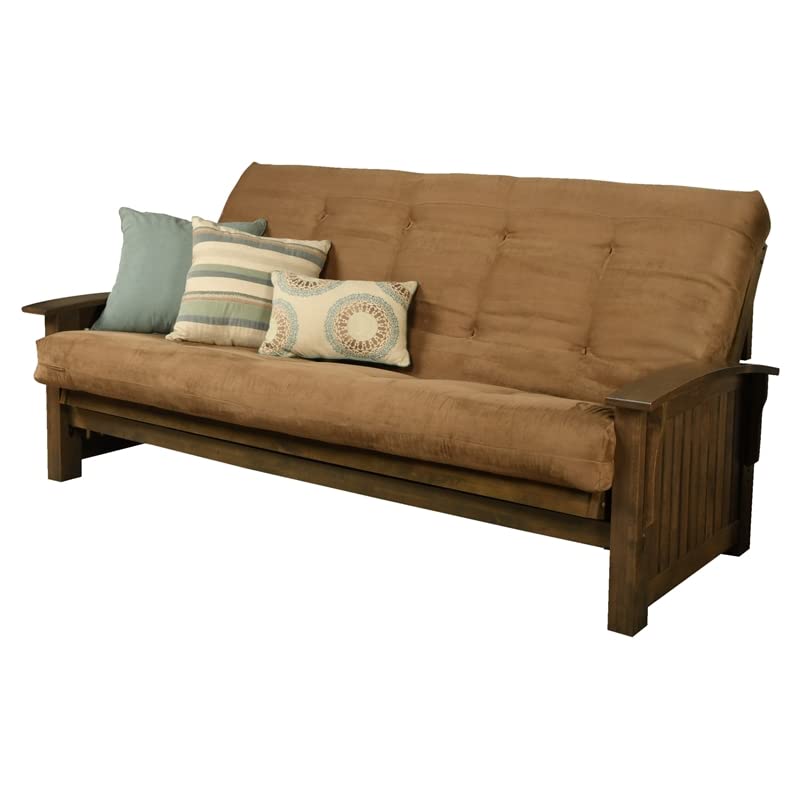 Kodiak Furniture Washington Queen Size Futon Frame and Mattress Set - Wood Futon Frame with Mattress Included in Suede Peat Color