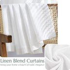 Jinchan Linen Blend White Curtains 108 Inches Extra Long For Living Room Farmhouse Rod Pocket Back Tab Light Filtering Window Drapes With Lined For Bedroom White 2 Panels