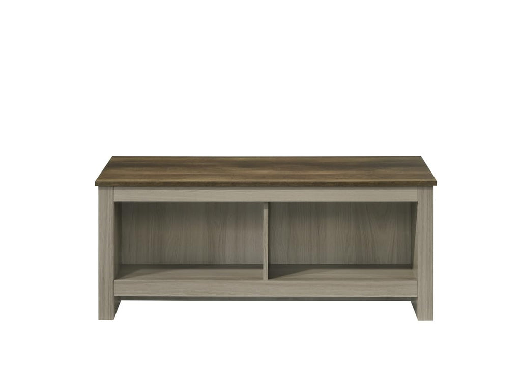 LILOLA LIVING Nyla 43" W Gray Oak Coffee Table with Open Shelves Front and Back