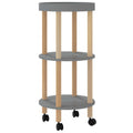 vidaXL Modern Scandinavian 3-Tier Trolley in Gray - Engineered Wood & Solid Pine, Mobile Storage Cart with Locking Wheels - 15x1
