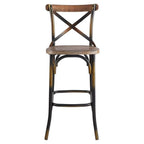 Acme Zaire Armless Bar Stool with Wooden Seat in Antique Copper and Antique Oak