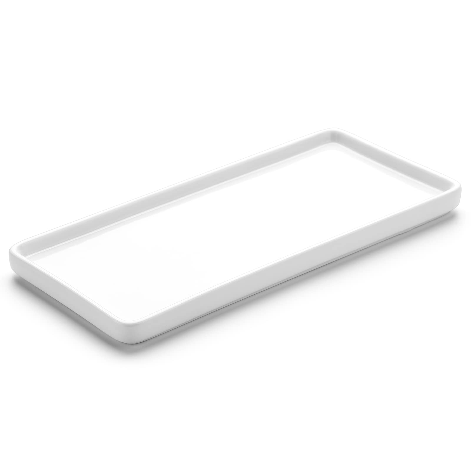 gurygo 8 Bathroom Tray for counter, ceramic Vanity Tray for Bathroom, Small Rectangle ceramic Tray, Kitchen Soap Tray, ceramic T