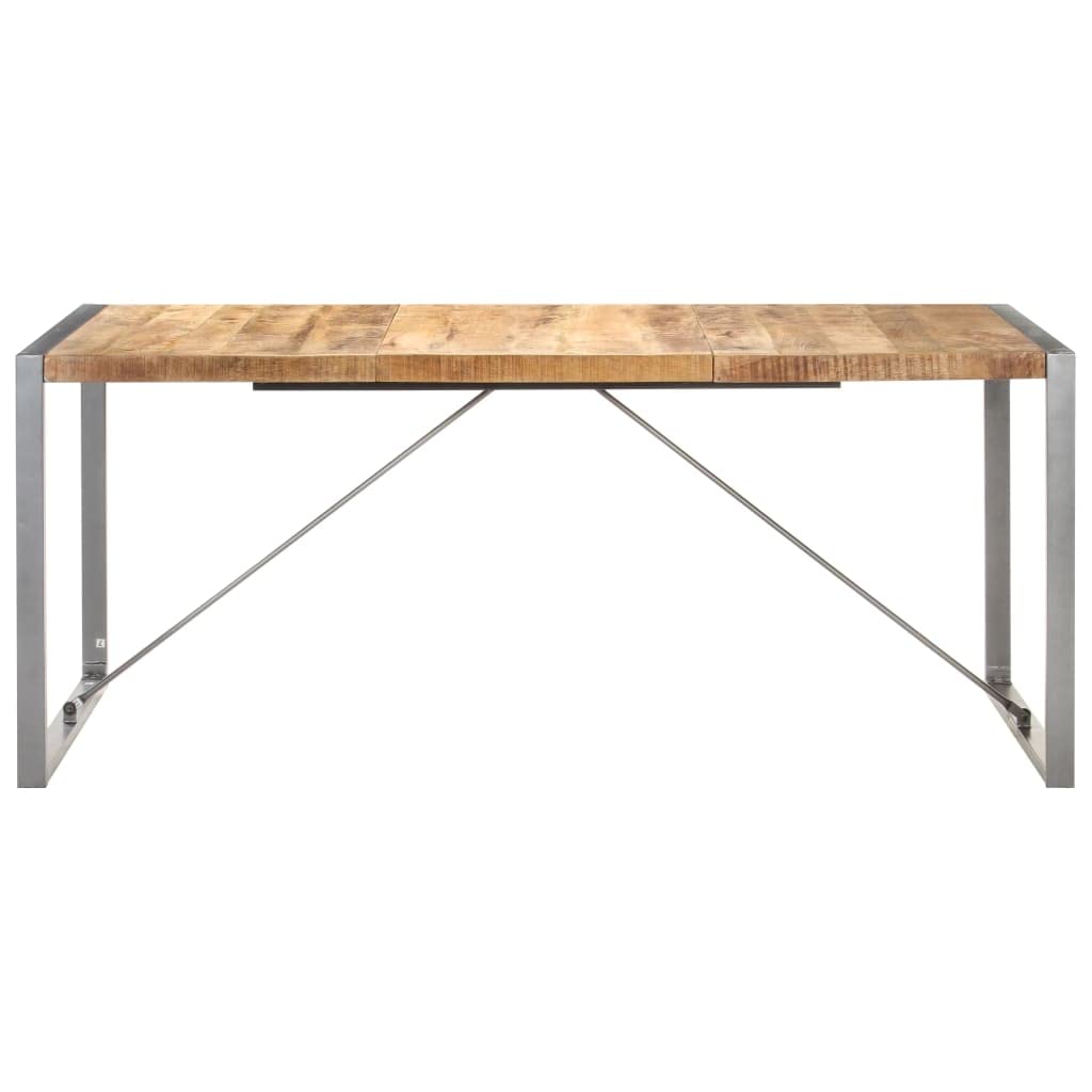 vidaXL Dining Table - Rectangular Solid Rough Mango Wood Table with Steel Legs, Simple Assembly Required, Brown and Gray, 70.9&quot;x35.4&quot;x29.5&quot;