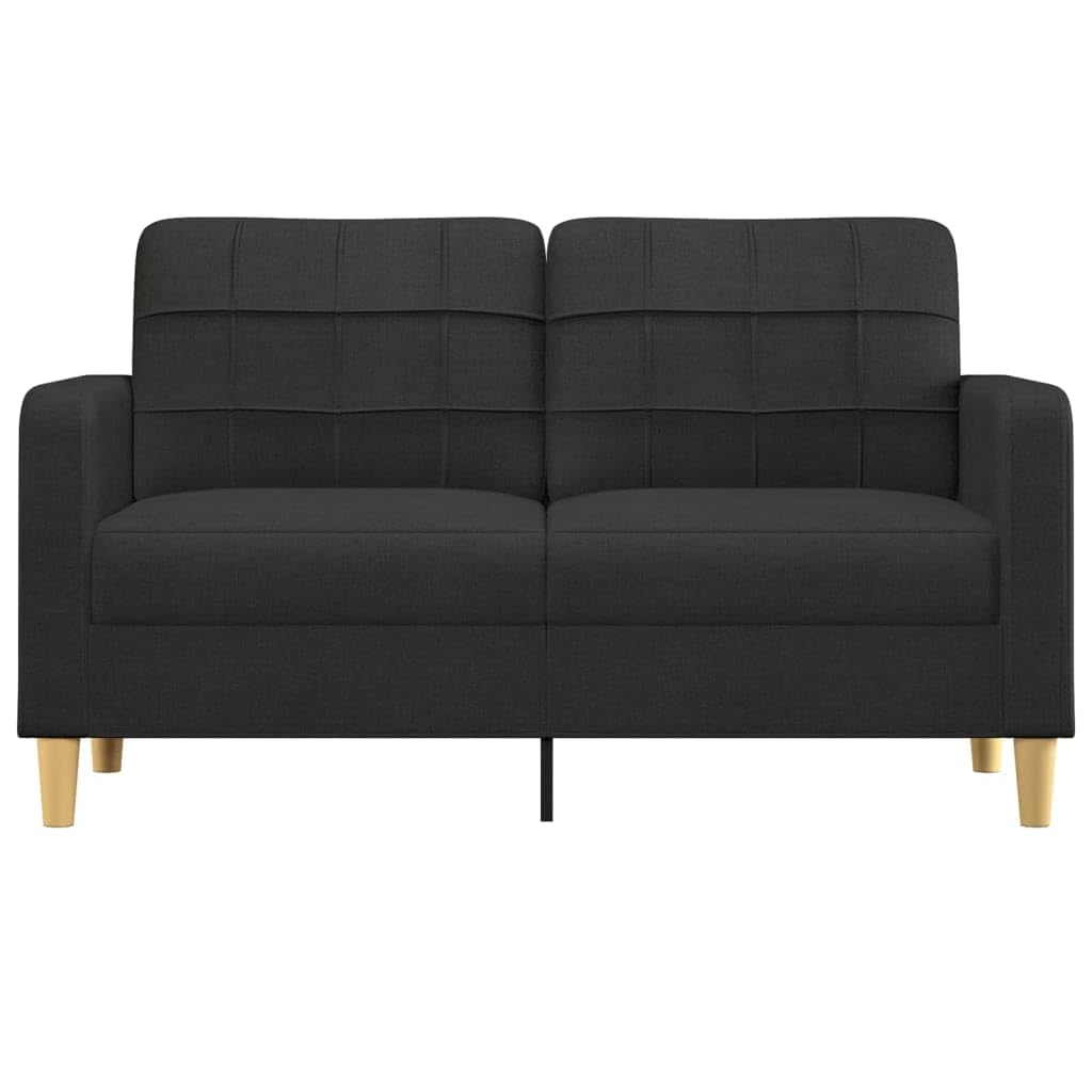 vidaXL Modern 2-Seater Black Fabric Sofa with Metal Frame for Living Room, Lounge Area or Patio, Comfortable Seating Experience with Padded Seats and Back Pillows