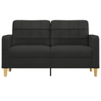 vidaXL Modern 2-Seater Black Fabric Sofa with Metal Frame for Living Room, Lounge Area or Patio, Comfortable Seating Experience with Padded Seats and Back Pillows