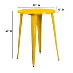Flash Furniture Philip Commercial Grade 30" Round Yellow Metal Indoor-Outdoor Bar Height Table