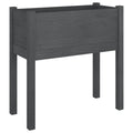 vidaXL Solid Wood Pine Garden Planter, Weather- Square Planter Box, Gray Finish, 27.6x12.2x27.6, Suitable for Outdoor use