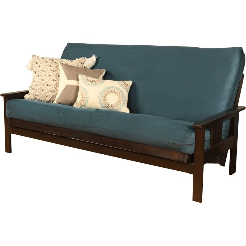 Kodiak Furniture Monterey Espresso Sofa with Suede Blue Mattress