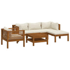 vidaXL 6-Piece Outdoor Lounge Set with Cushions - Solid Acacia Wood Frame - Cream Polyester Cushions - Perfect for Garden, Patio, Deck, Porch