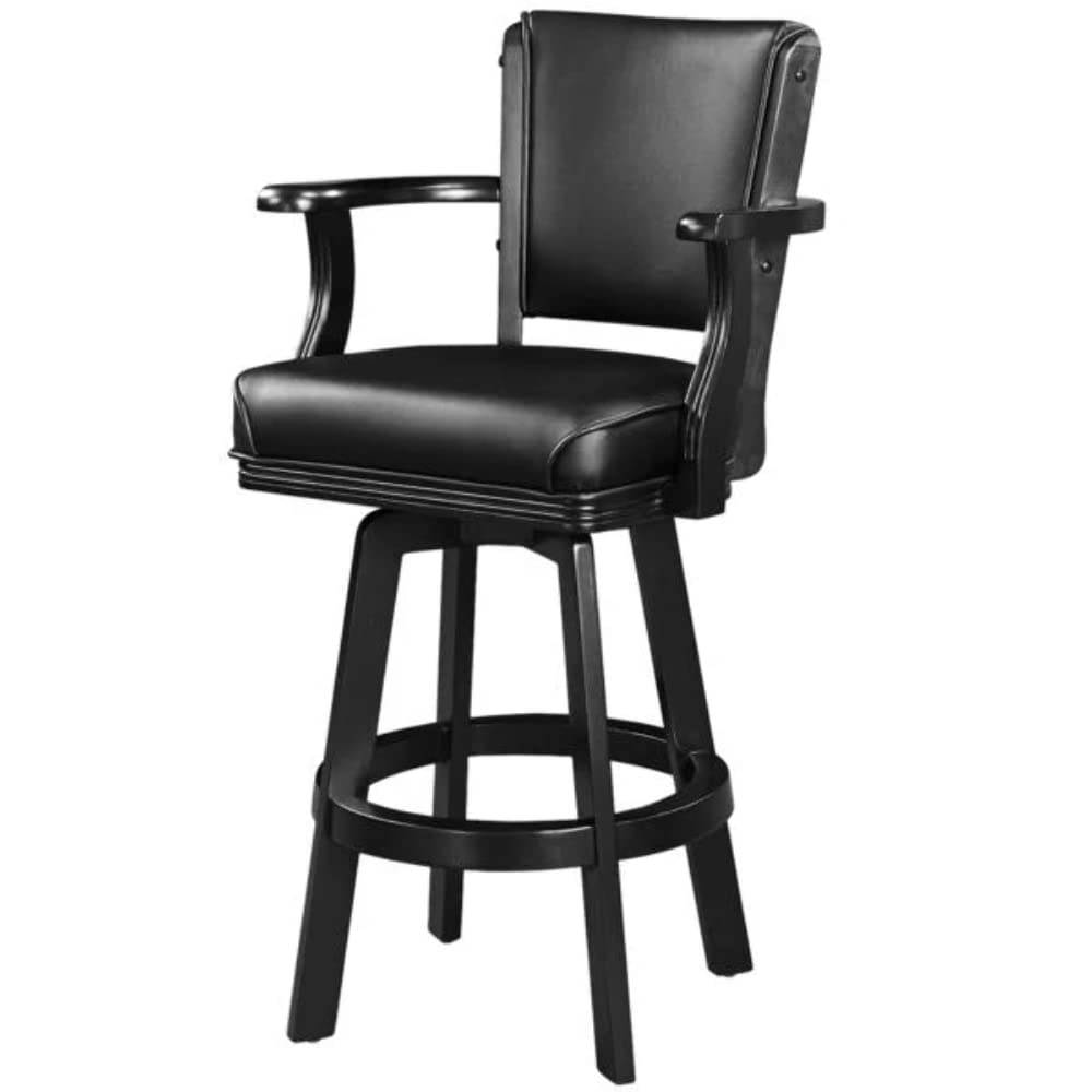 Ram Game Room Black Swivel Vinyl Seat Barstool W Arms