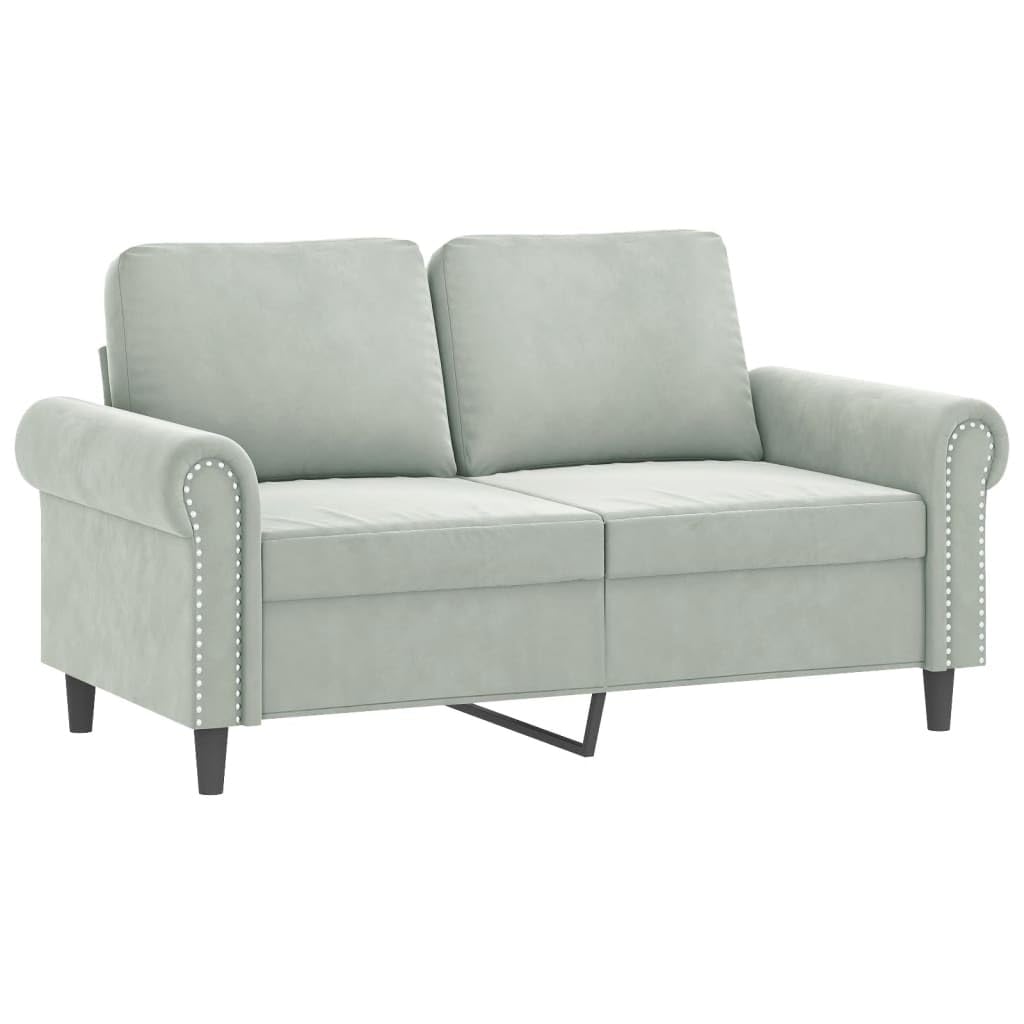 vidaXL Velvet Sofa Set - Light Gray Modern Loveseat Couch with Pillows, Comfortable Seating Experience, Sturdy Frame for Living Room, Lounge