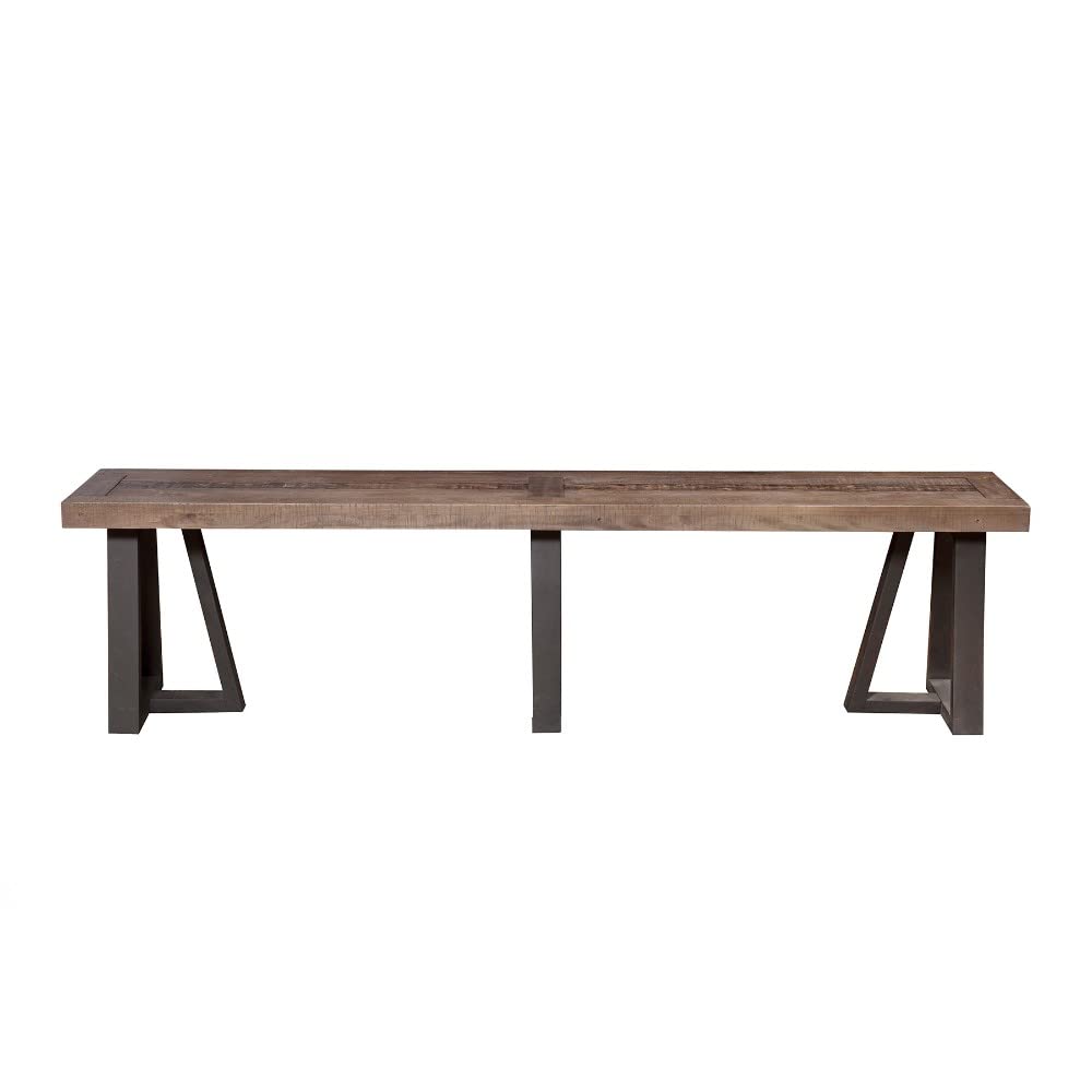 Benjara Benzara Classy Wooden Dining Bench With Metal Legs, Brown And Black,